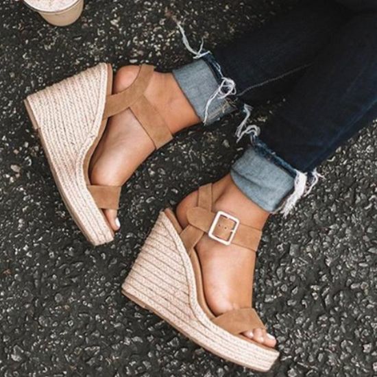 Escarpin compens pour femme HB beige Achat Vente Escarpin