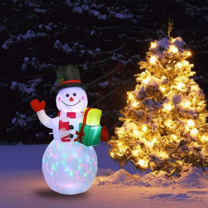 Décorations gonflables de Noël de 1,5 M, bonhomme de neige gonflable de  Noël avec lumières LED rotatives pour décorations de Noël de jardin  extérieur