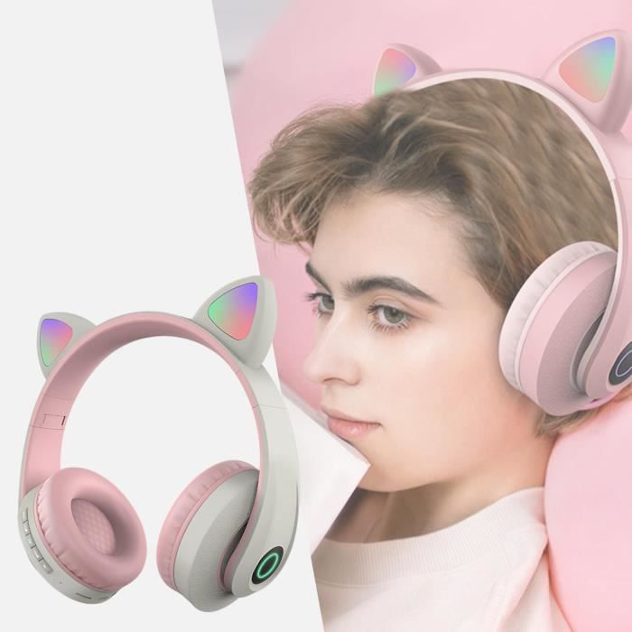 Gaming Sans Fil Casque D'oreille Chat Bluetooth Cat Ear Oreille LED  Écouteurs Câblés, Casque Oreilles de Chat pour Gris et rose - Cdiscount TV  Son Photo