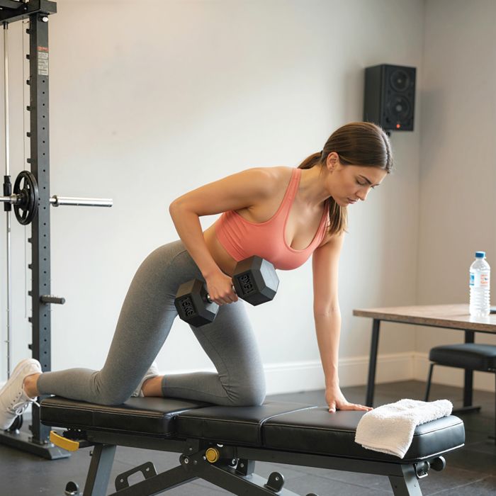 Haltère Courte HOMCOM 20kg - Hexagonale Caoutchouc - Musculation Maison