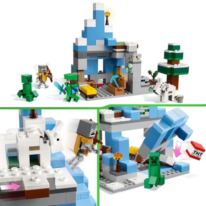 LEGO Minecraft 21243 Les Pics Gelés, Jouet Enfants 8 Ans, avec