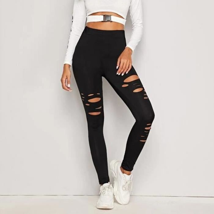 Legging noir deals troué