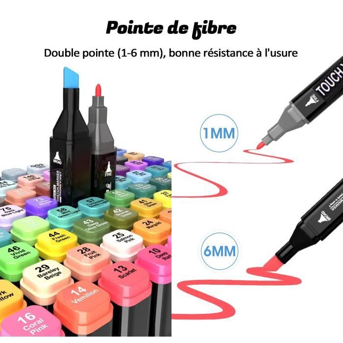 Lot De 60 Marqueurs à Alcool Double Pointe + Pochette - Couleurs Vives, Imperméables Et Durables Pour Artistes, Coloriage Et Dessin