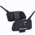 Excelvan V6 Interphone Moto Bluetooth Lot de 2 Intercom Haut-parleurs Talkie-walkie sans Fil Communication Casque 6 Riders Noir-3