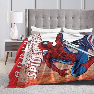 Plaid Doux Pour Enfants 100x140 Cm - Polaire Avec Impression Spiderman - Licencié Officiel - 100% Polyester