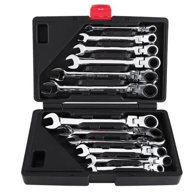 Clé à Cliquet Double Tête Pour Réfrigération - 4 Ouvertures (3/16", 1/4", 5/16", 3/8") - Longueur 14 Cm - 7