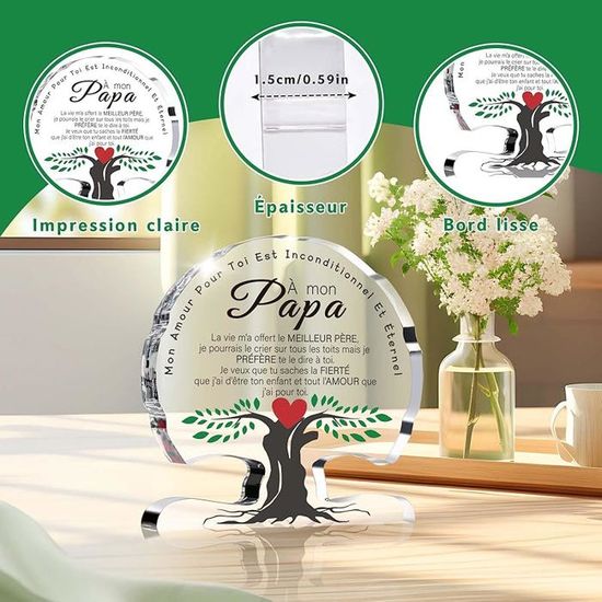 Plaque Acrylique Cadeau Papa - Tu Es Le Meilleur Papa Du Monde Entier - Idée Cadeau Noël Et Anniversaire