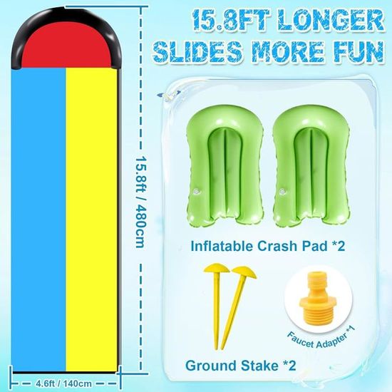 Grand Toboggan Aquatique Gonflable en PVC avec Piscine, Jouet Intérieur/Extérieu Grand Toboggan Aquatique Gonflable en PVC avec Piscine, Jouet Intérieur/Extérieu