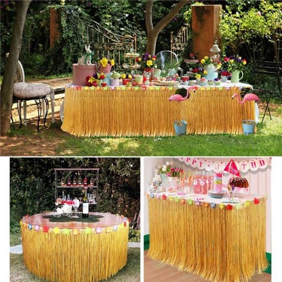 des Fleurs et des banderoles LAOZHOU Ensemble de décoration de fête Tropicale hawaïenne de 92 pièces avec Une Jupe de Table hawaïenne