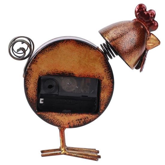 DERCLIVE Style Rétro Européen en Forme de Poulet en Forme de Fer Horloge de Table de Bureau Horloge Ornement Maison Cadeaux Artisanaux