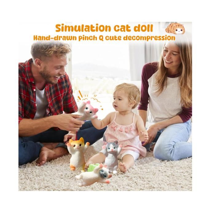 UptVin Lot De 4 Squishy Chat – Jouet Anti-Stress En Forme De Chat – TPR Doux – 13 Cm – Pour Enfants Et Adultes – Cadeau Idéal