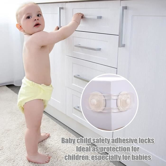 12 Pièces Porte Sécurité Bébé - Bloque Porte, Tiroir, Réfrigérateur, Toilette Et Fenêtre - Adhésif Sans Perçage