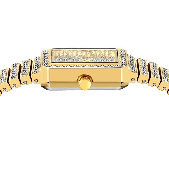 Montre Femme Cadran Carré Argenté, Bracelet Serpent Jaune/or – Occasion, Marque Cardini