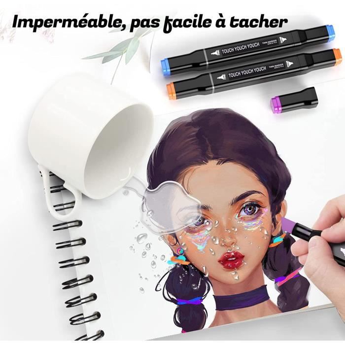 Set De 60 Feutres à Alcool Double Pointe - Marqueurs Permanents Pour Dessin, Manga, Coloriage Adulte