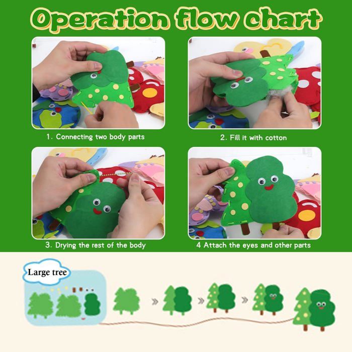 6 Monster Kit de Couture pour Enfants - Jungle Animal Feutre Sauvage Débutant Créatif Intérieur Étudiant Activité DIY Art Artisanat Cadeau pour