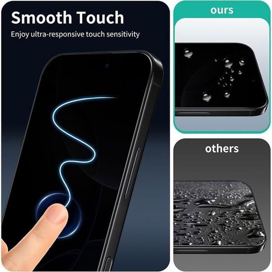 Protection écran IPhone 17 Pro Max - Verre Trempé Anti-espion 28°, 2 Pièces, Installation Automatique Sans Bulles