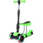 Trottinette Enfants 3 Roues Lumineux Yoleo 3 en 1 - Siège Amovible - Hauteur Réglable - Cadeau Jouet Vert