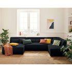 LISA DESIGN Onyx - canapé panoramique d'angle droit 7 places - en velours côtelé - Noir