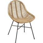 GARDIUN Chaise en Rotin Naturel pour Salle à Manger avec Pieds en Fer Chillvert Parma 56x69x86 cm