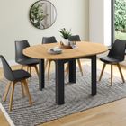 IDMARKET Table à manger extensible ronde DONA 4-8 personnes noire plateau façon hêtre 110-150 cm