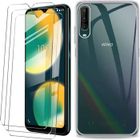 RASENA 3 Pack verre trempé + Coque Wiko View 4 Lite 6.52" Souple Silicone étui Protection Housse TPU Transparent Case