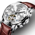 SHARPHY Montre homme mécanique automatique tourbillon calendrier étanche lumineux cuir classique cadeaux de Noël