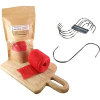 Filet Elastique pour Viande 150mm/5mts + Crochets à Viande pour Fumoir x 5 - Filet Elastique pour Saucisse