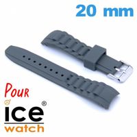 "Bracelet 20mm Gris de montre pour Ice Watch Cahoutchouc Ardillon Silicone Bracelet Montre Ice Watch"