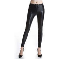Legging taille haute pour femme - Pantalon brillant annes 80 Avec costume disco Carnaval Legging mtallique brillant noir