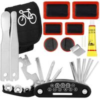 SPRINGOS® Kit Réparation Vélo Trousse d'outils de Vélo, Leviers de Pneu Outil Réparation Vélo Multifonctionnel 14 en 1