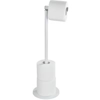 WENKO Support Papier Toilette 2en1, Porte Papier Toilette et Dérouleur Papier Toilette, Acier, 21x55x17 cm, Blanc