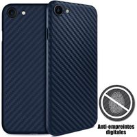 Coque Pour iPhone SE 2020 Silicone Antichoc Motif Fibre de Carbone Bleu Marine