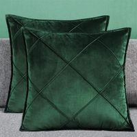 Ensemble de 2 taies d'oreiller, 60 x 60 cm, pour la décoration de canapé, housse de coussin (vert foncé).