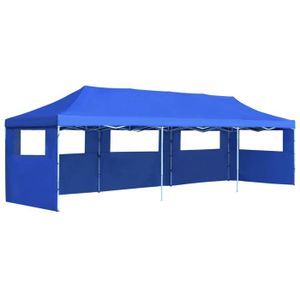 TONNELLE - BARNUM CHIC Anti-UV Tonnelle de Jardin Tente de réception pliable avec 5 parois 3x9 m Bleu FR5511