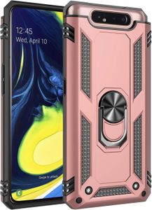 COQUE - BUMPER Coque de protection antichoc pour Samsung Galaxy A80/A90 avec verre trempé 9H et support bumper finition or rose.