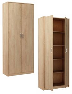 Armoire De Bureau Sonoma 180x40x35 Cm - 1 Porte, 5 Compartiments | Rangement Polyvalent Pour Maison Ou Bureau
