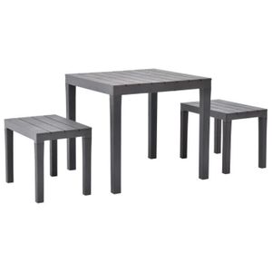Ensemble table et chaise de jardin Ensemble table et bancs de jardin en plastique marron - Marque - Modèle - Résistant aux intempéries et durable