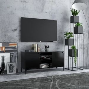 MEUBLE TV Meuble TV Noir - HAUTE QUALITÉ - Pieds en métal - 103,5x35x50 cm
