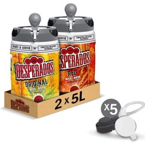BIERE Pack de 2 fûts 5L - Desperados Original et Desperados Red + 5 tubes de services