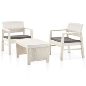 Ensemble table et chaise de jardin LIU-7385062430143-Salon de jardin 3 pcs Plastique Blanc
