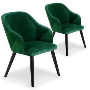 FAUTEUIL Lot de 2 fauteuils confortables - MENZZO - LIBERTO - Vert - Velours/Bois - Contemporain/Design