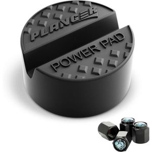 CRIC PLANGER - Power Pad Flat + 4 BOUCHONS DE VALVE – Tampon pour cric avec Conception antidérapante – Protégez Votre Voiture en la L85