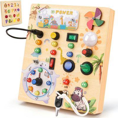 Busy Board en Bois avec Interrupteur Lumineux LED Jeux Jeu Jouet Enfant