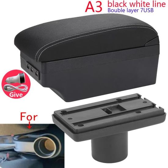 YJYWZH Accoudoirs Compatible avec Abarth 595 Accoudoir Noir Pièces de Rénovation Intérieure la Boîte de Rangement Centrale avec Port USB et Porte-boisson Noir