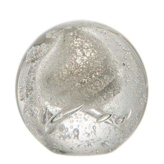 Presse-Papier En Verre Soufflé Murano Style - Bulle Et Fond Rose, Diamètre 6cm, 350g | Décoratif Et Stable