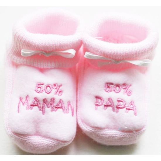 rose et chocolat chausson bebe