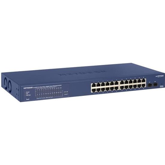 NETGEAR Smart Switch ProSAFE GS724TP PoE+ - Web manageable niveau 2 - 24 ports Gigabit RJ45 PoE+ (budget total 192W) dont 8 ports Po