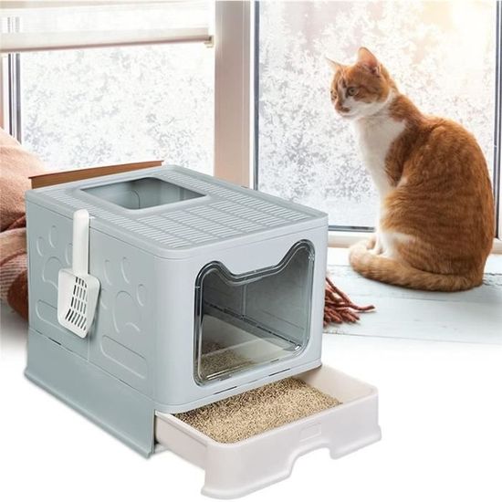 HSTURYZ Bac Litière Chat XXL Maison de Toilette pour Chats Anti Odeur Litière Fermée Grande
