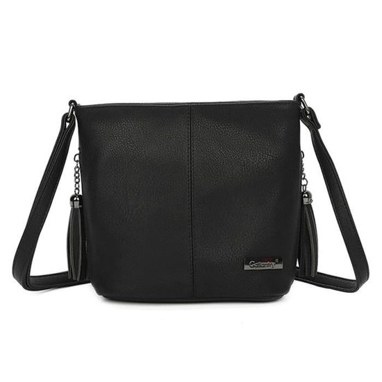 Sac à Main Bandoulière Femme Gallantry En Cuir Véritable - Noir - Doublure Polyester - Neuf Sans étiquette
