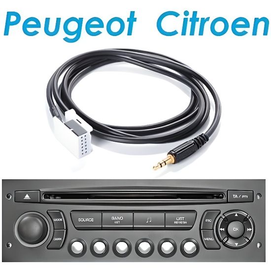 3,5mm voiture Câble AUX in Adaptateur auxiliaire Peugeot Citroën autoradio  RD4 107 207 307 407 607 MP3 12 pin - Cdiscount TV Son Photo